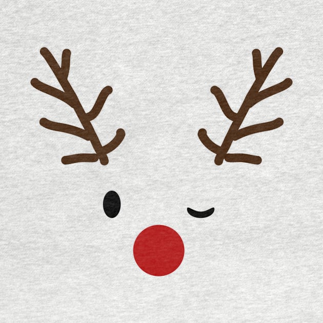 Fun Christmas Spirit Red Nosed Reindeer Wink Cute & Simple by twizzler3b